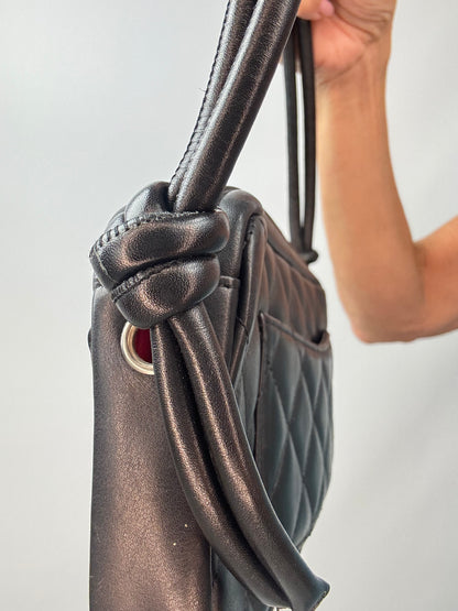 Chanel Quilted Lamsbkin Cambon Pochette right side strap knot
