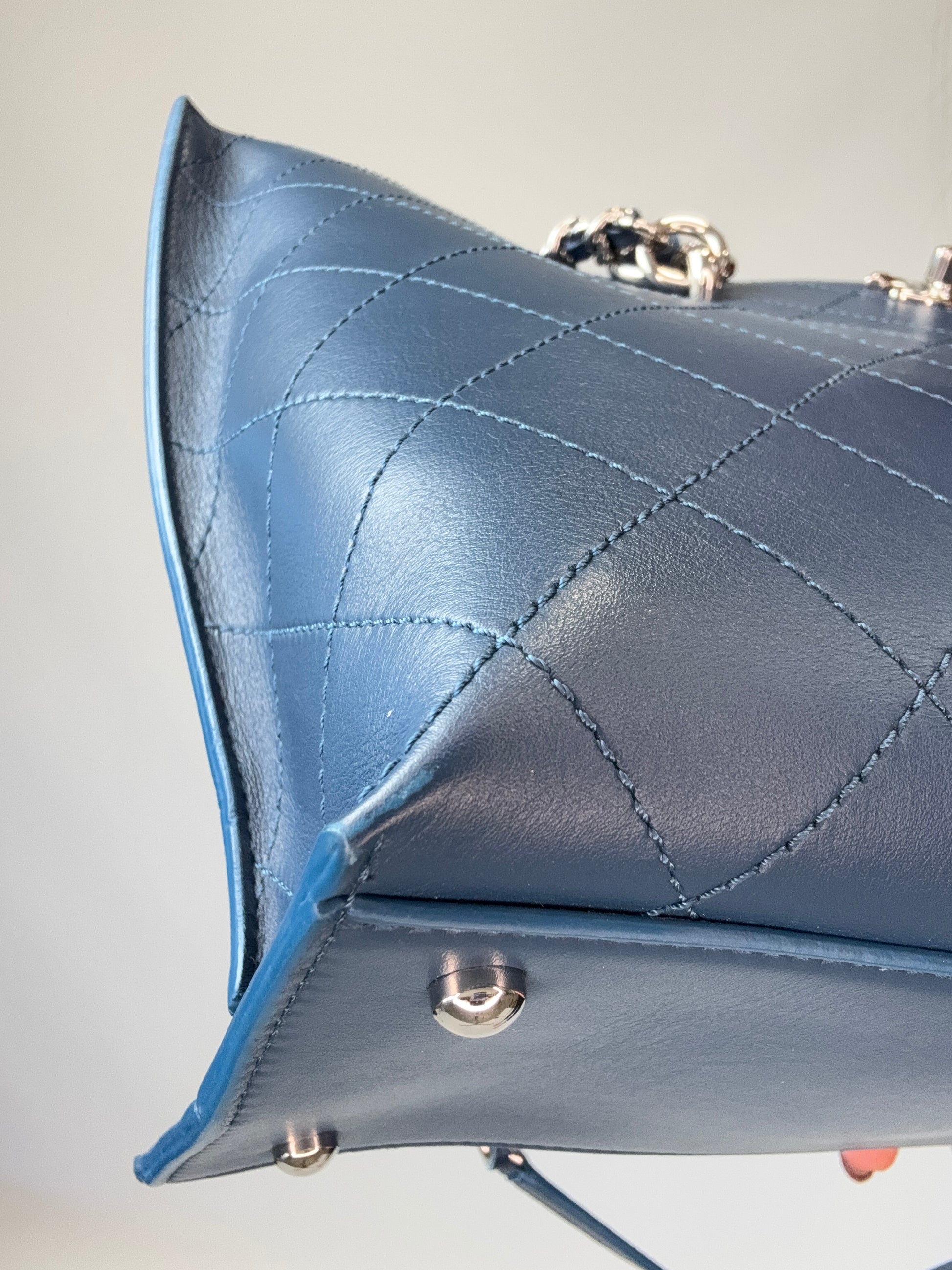 Chanel Ring My Bag Tote in Blue front left bottom corner