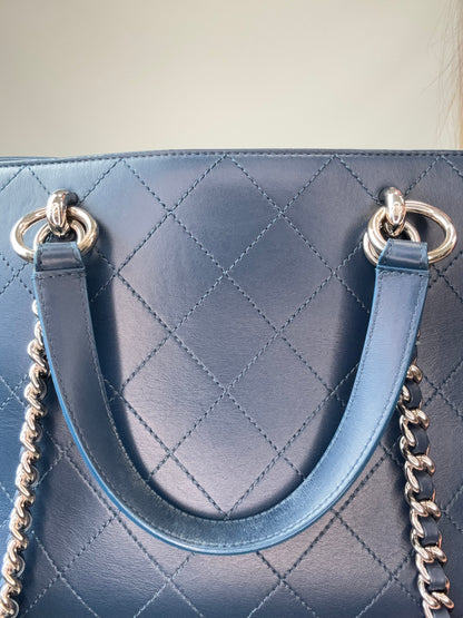Chanel Ring My Bag Tote in Blue interior of back top handle