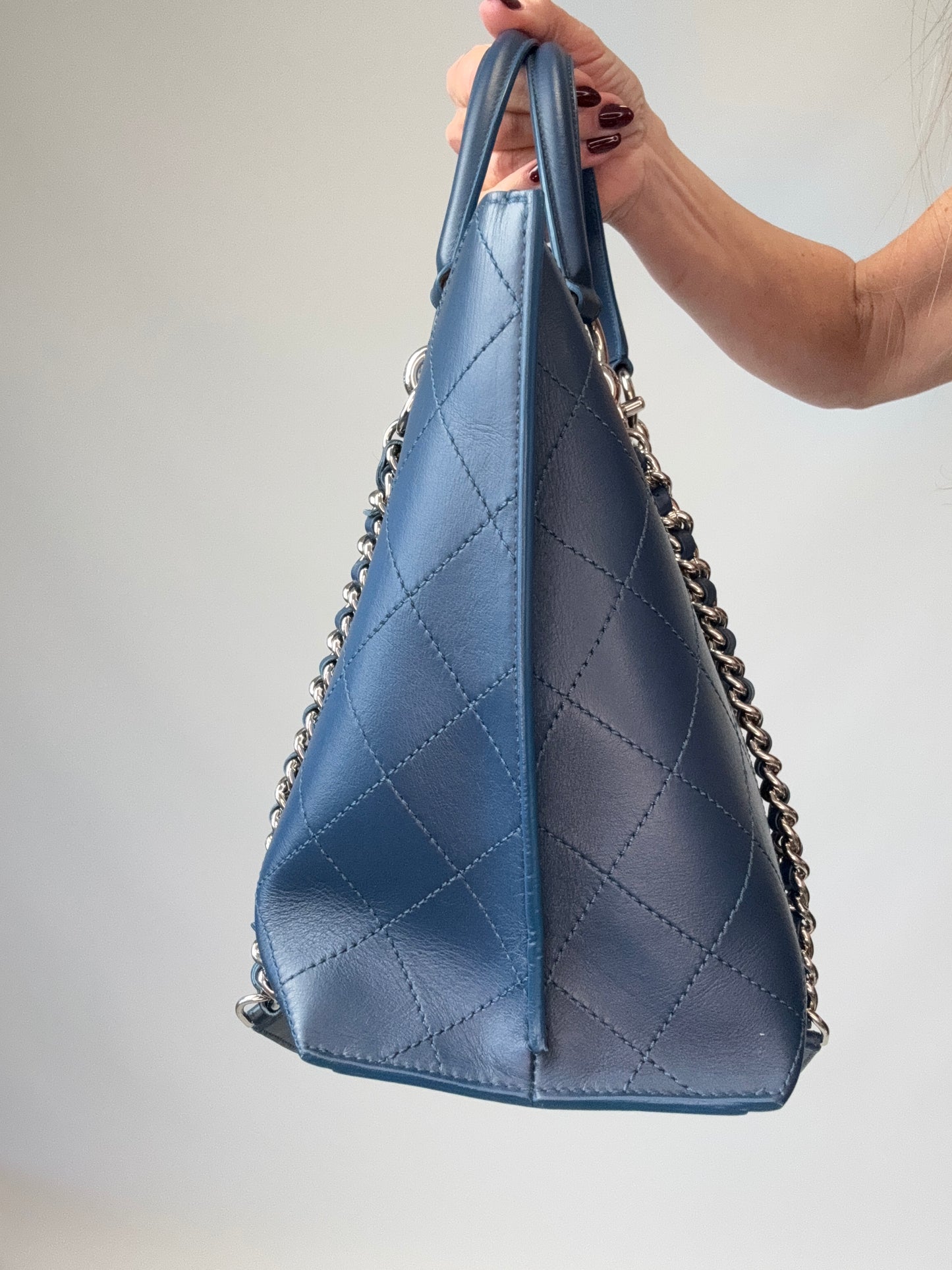 Chanel Ring My Bag Tote in Blue left side