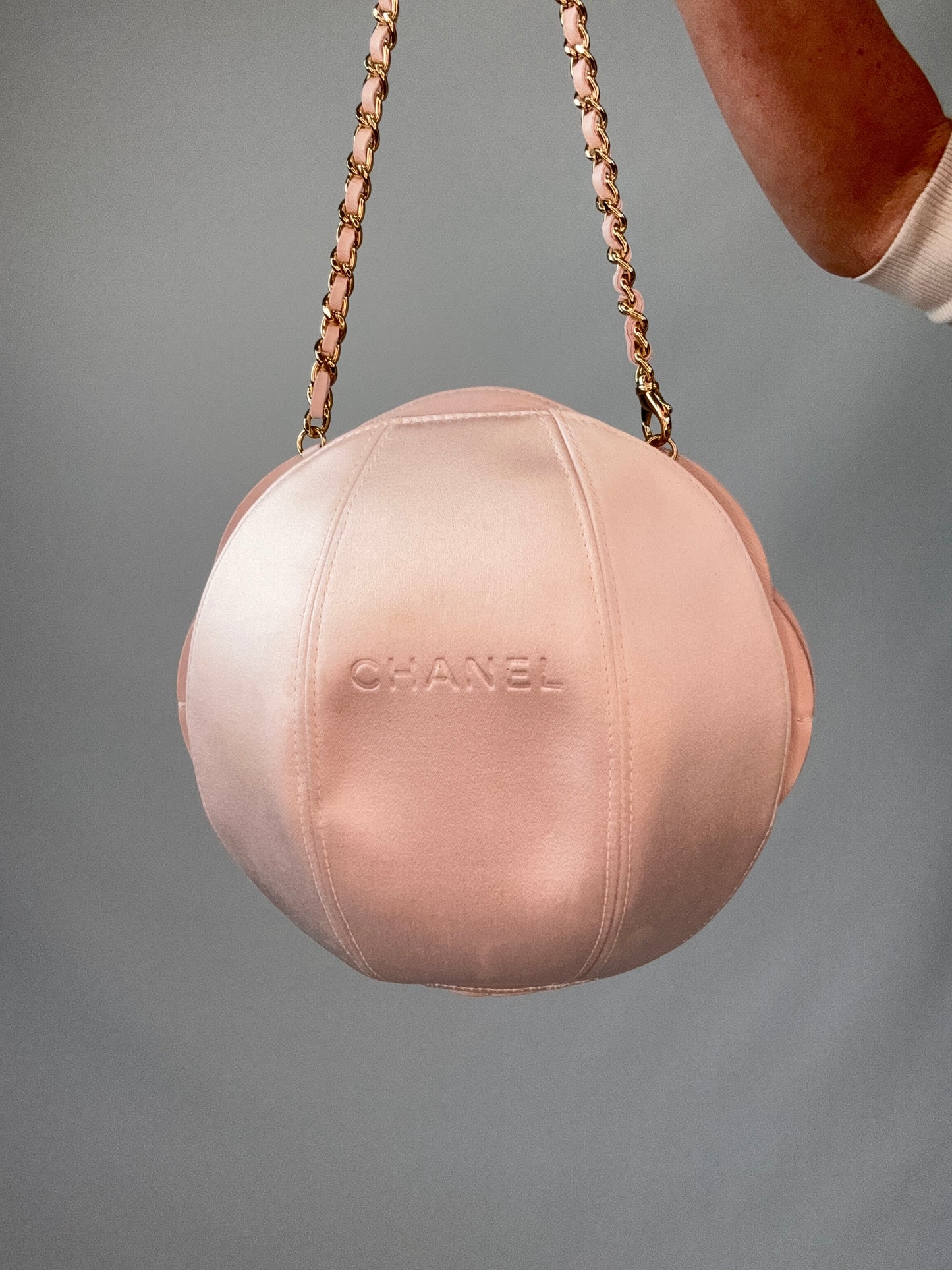 Chanel Runway Pink Leather Camellia Evening Bag Spring 2002 back of handbag