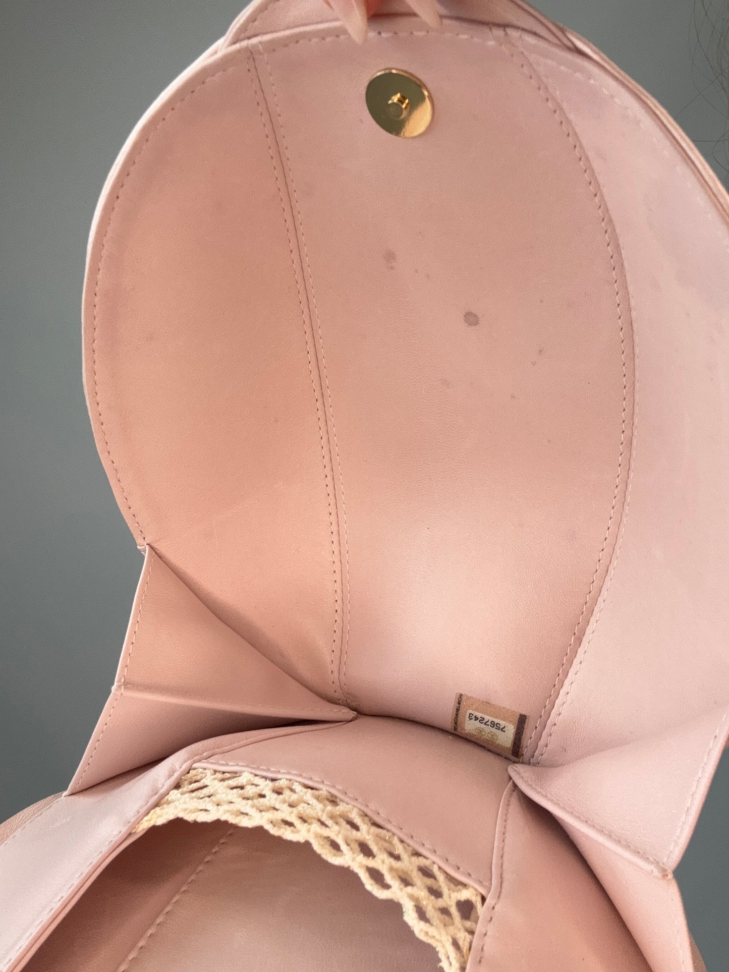Chanel Runway Pink Leather Camellia Evening Bag Spring 2002 flap interior
