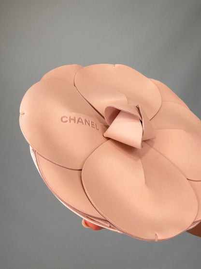 Chanel Runway Pink Leather Camellia Evening Bag Spring 2002 left side view
