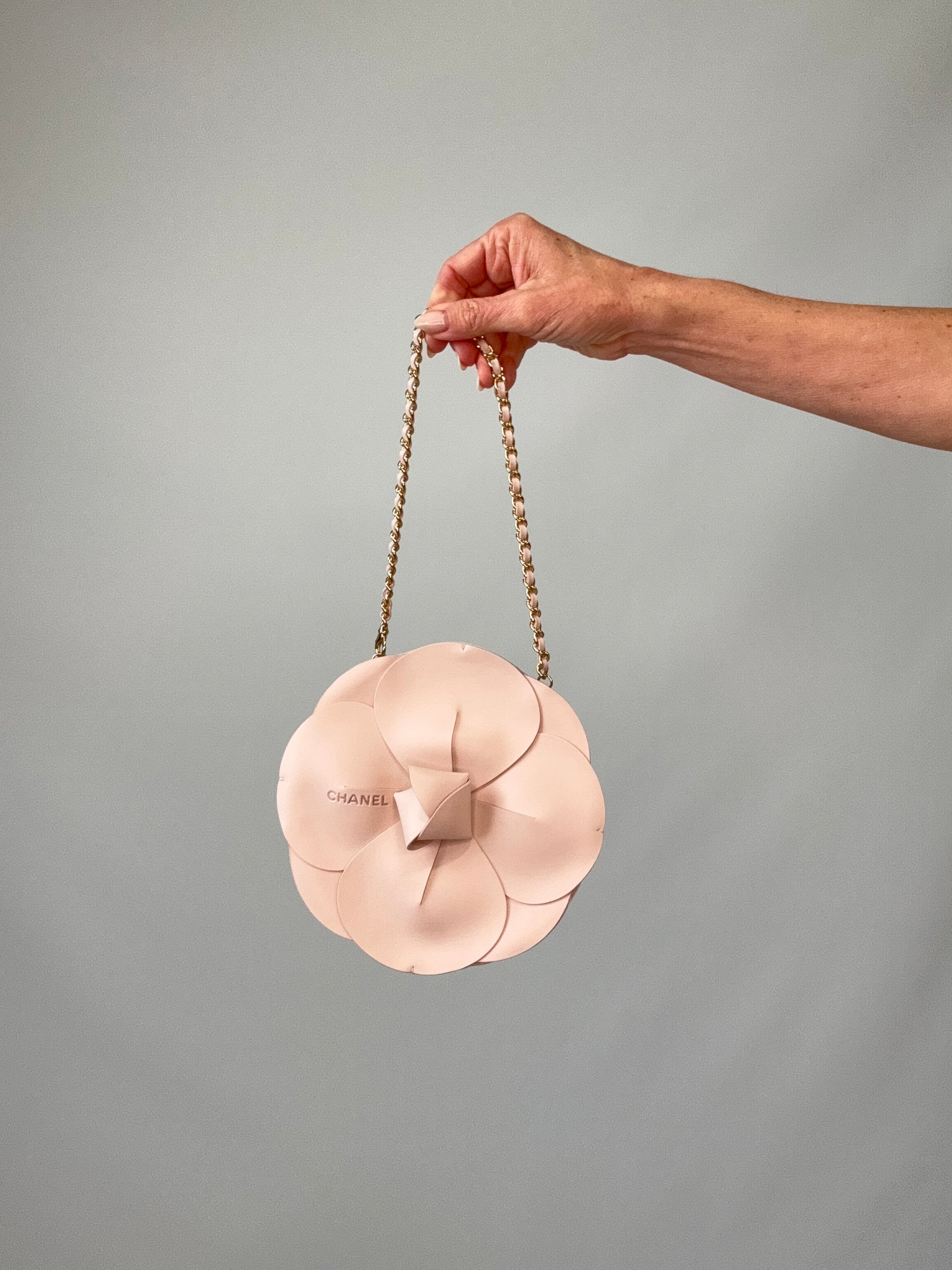 Chanel Runway Pink Leather Camellia Evening Bag Spring 2002