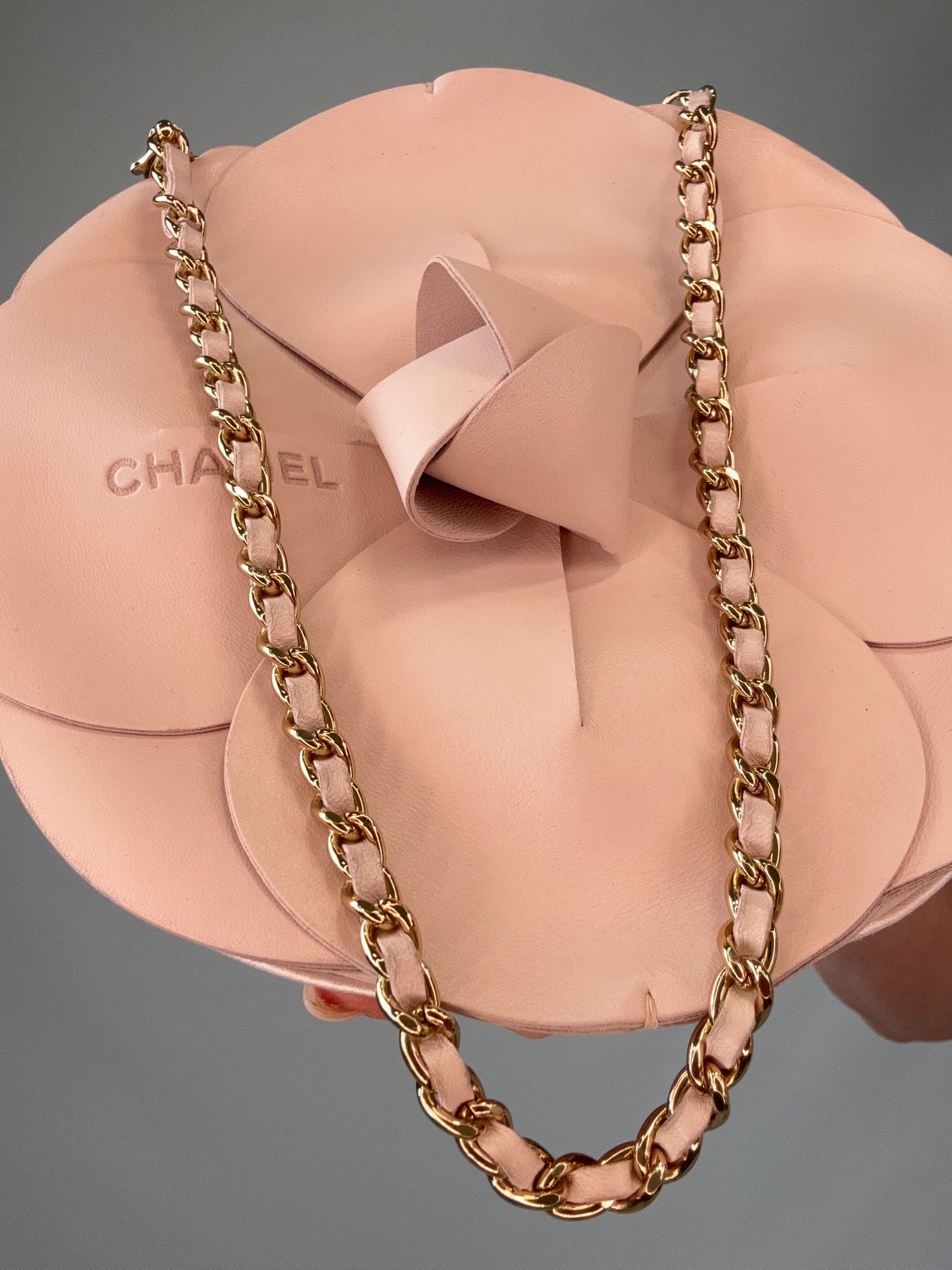 Chanel Runway Pink Leather Camellia Evening Bag Spring 2002 with chain strap