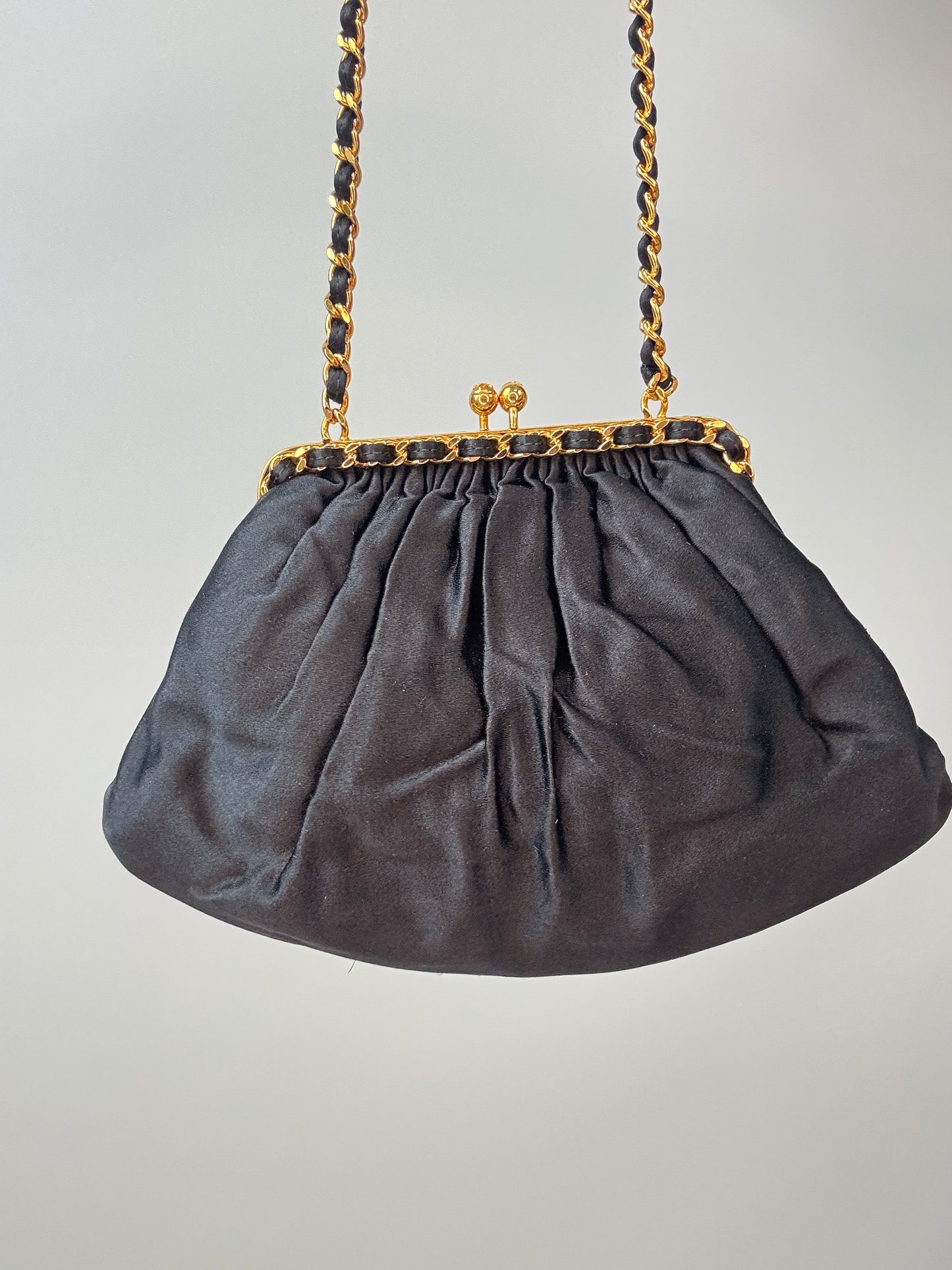 Chanel Satin Kiss Lock Shoulder Bag back of bag