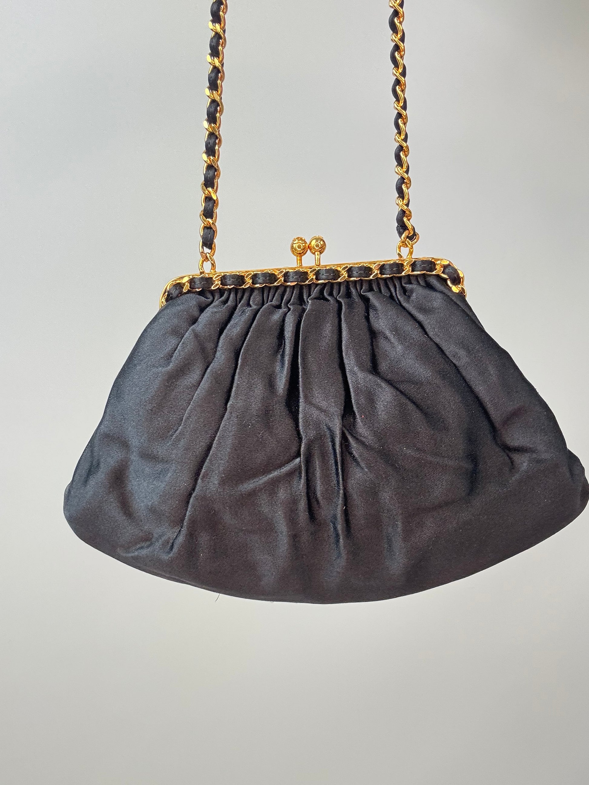 Chanel Satin Kiss Lock Shoulder Bag back of bag