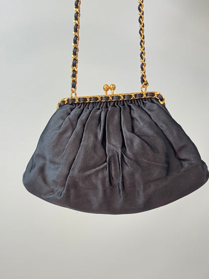Chanel Satin Kiss Lock Shoulder Bag back of bag