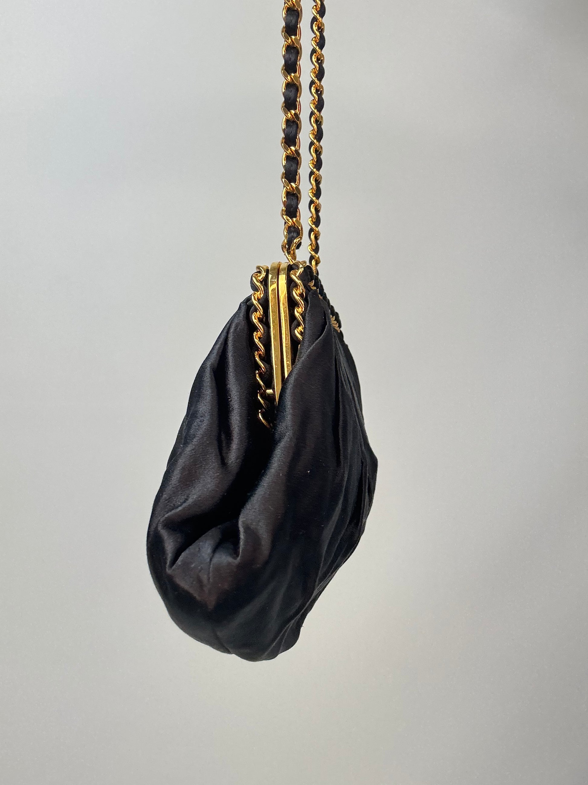 Chanel Satin Kiss Lock Shoulder Bag left side