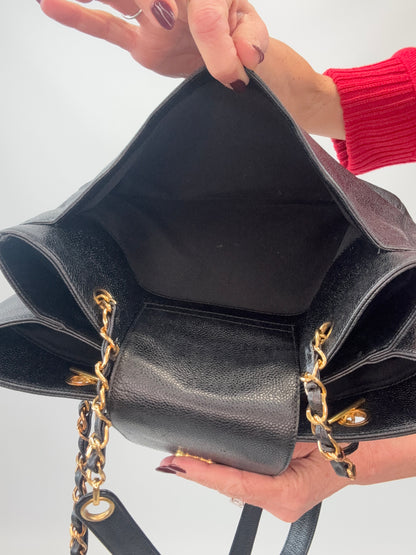 Chanel Supermodel Caviar Leather Tote - Black handbag outer pocket