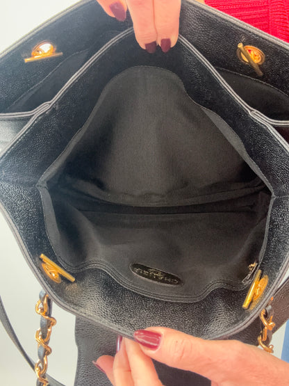 Chanel Supermodel Caviar Leather Tote - Black handbag interior 2