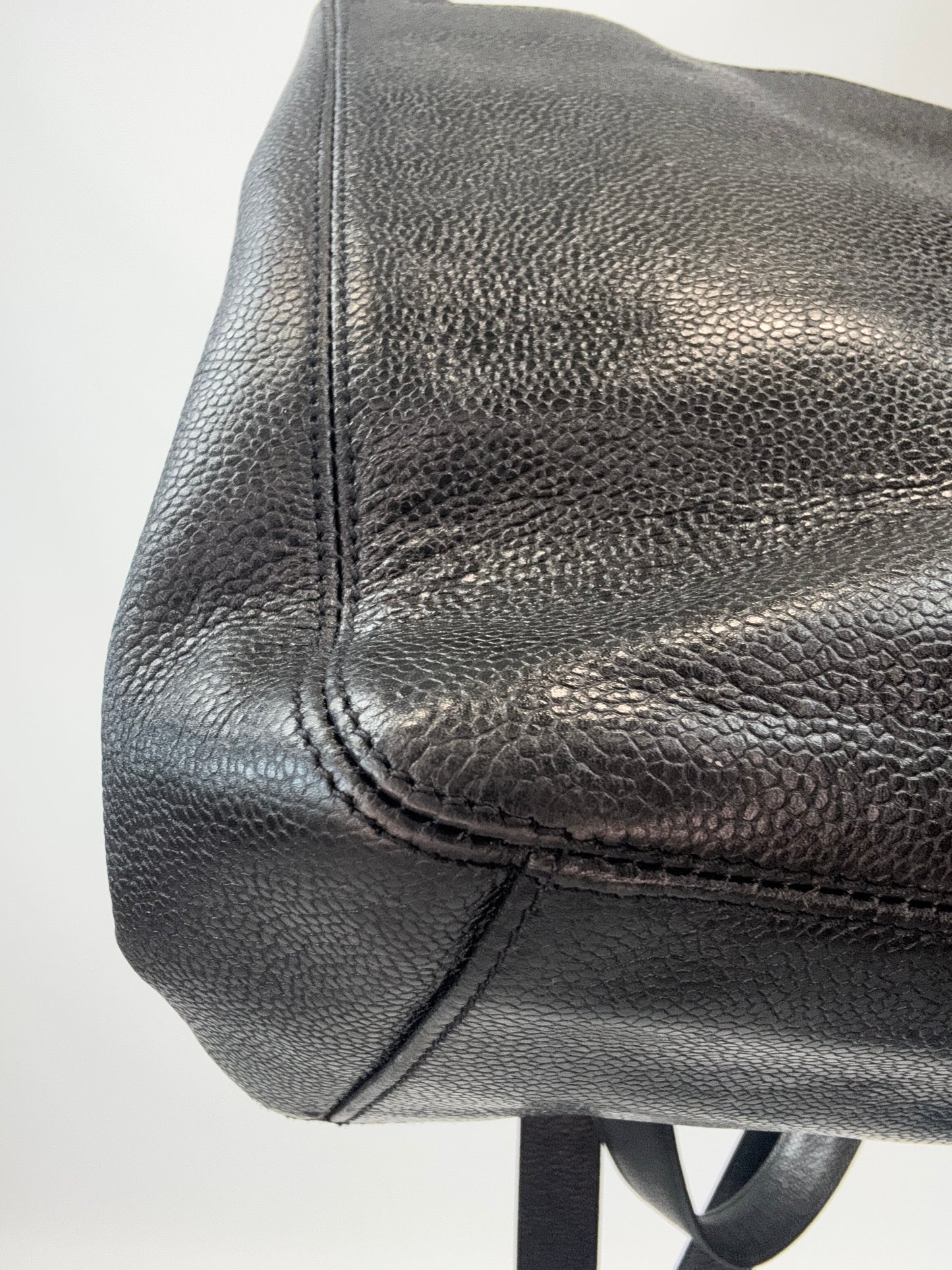 Chanel Supermodel Caviar Leather Tote - Black back left bottom corner