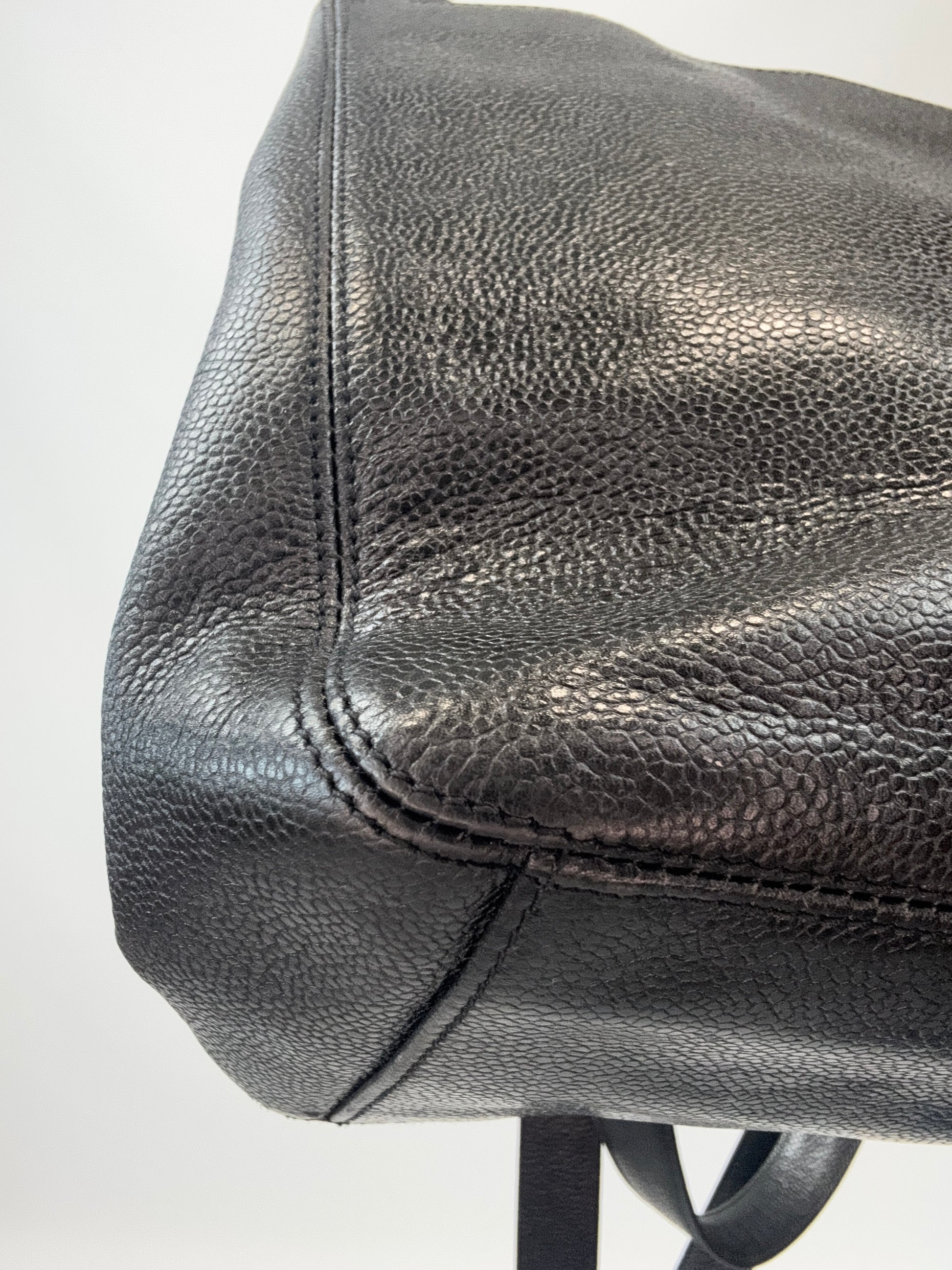 Chanel Supermodel Caviar Leather Tote - Black back left bottom corner