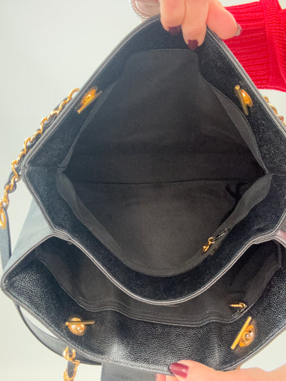 Chanel Supermodel Caviar Leather Tote - Black handbag interior