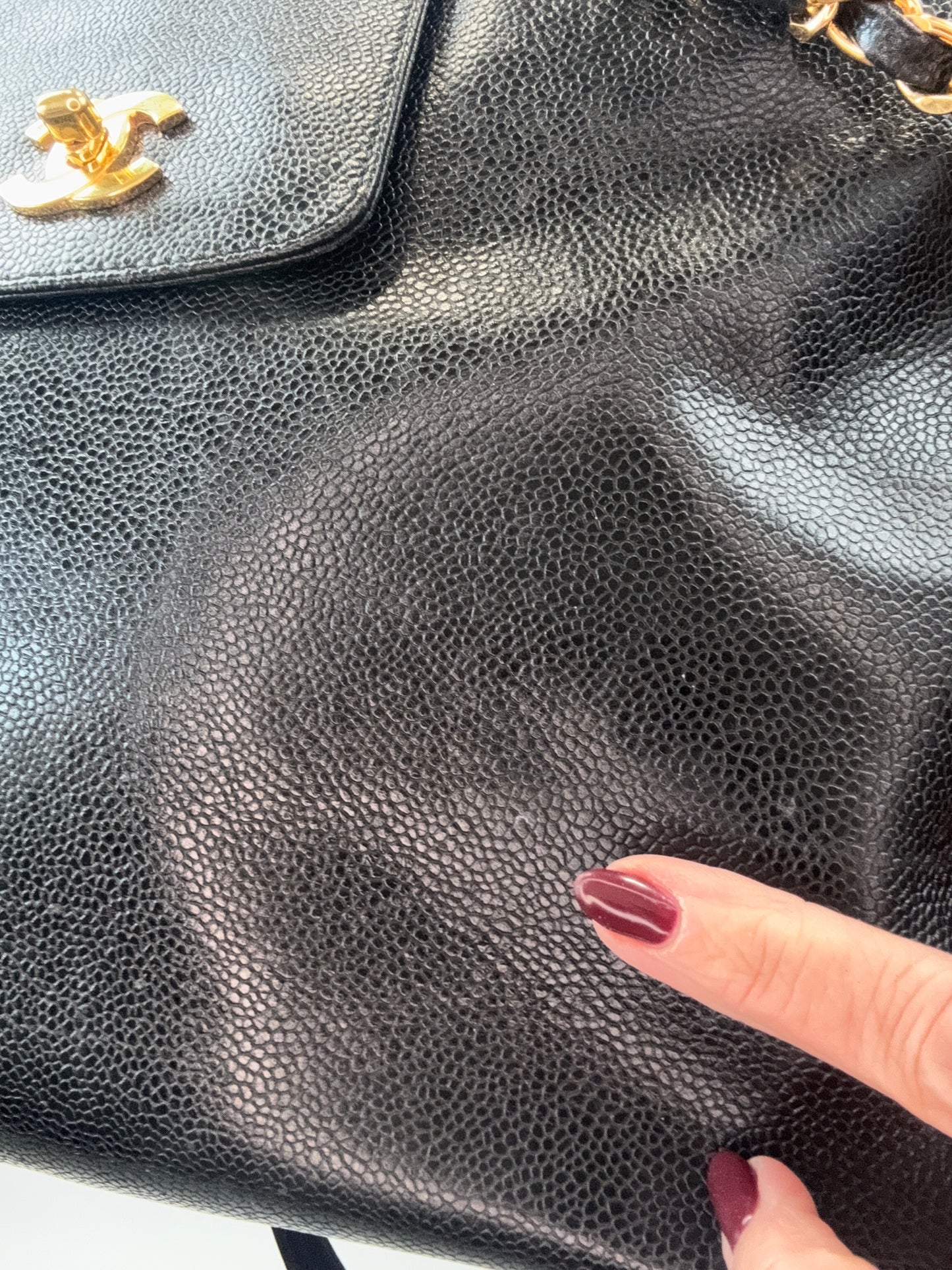 Chanel Supermodel Caviar Leather Tote - Black small mark