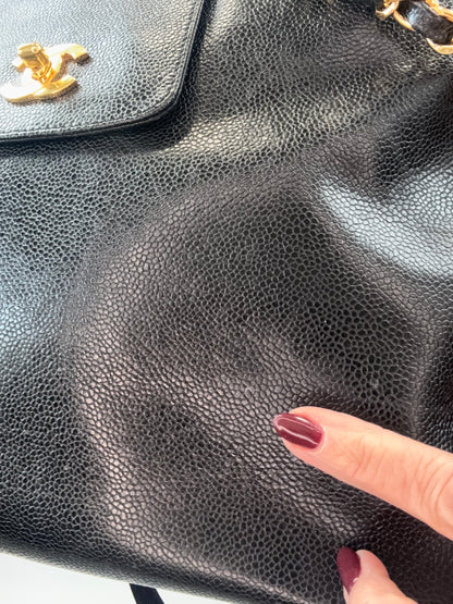 Chanel Supermodel Caviar Leather Tote - Black small mark