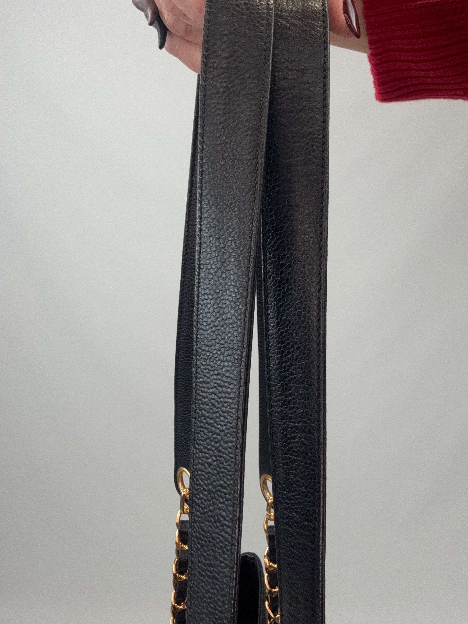 Chanel Supermodel Caviar Leather Tote - Black straps 2