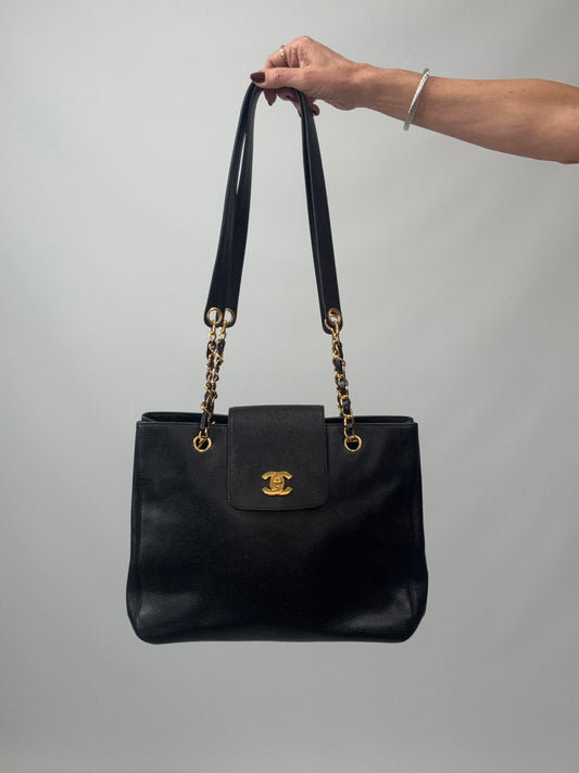 Chanel Supermodel Caviar Leather Tote - Black