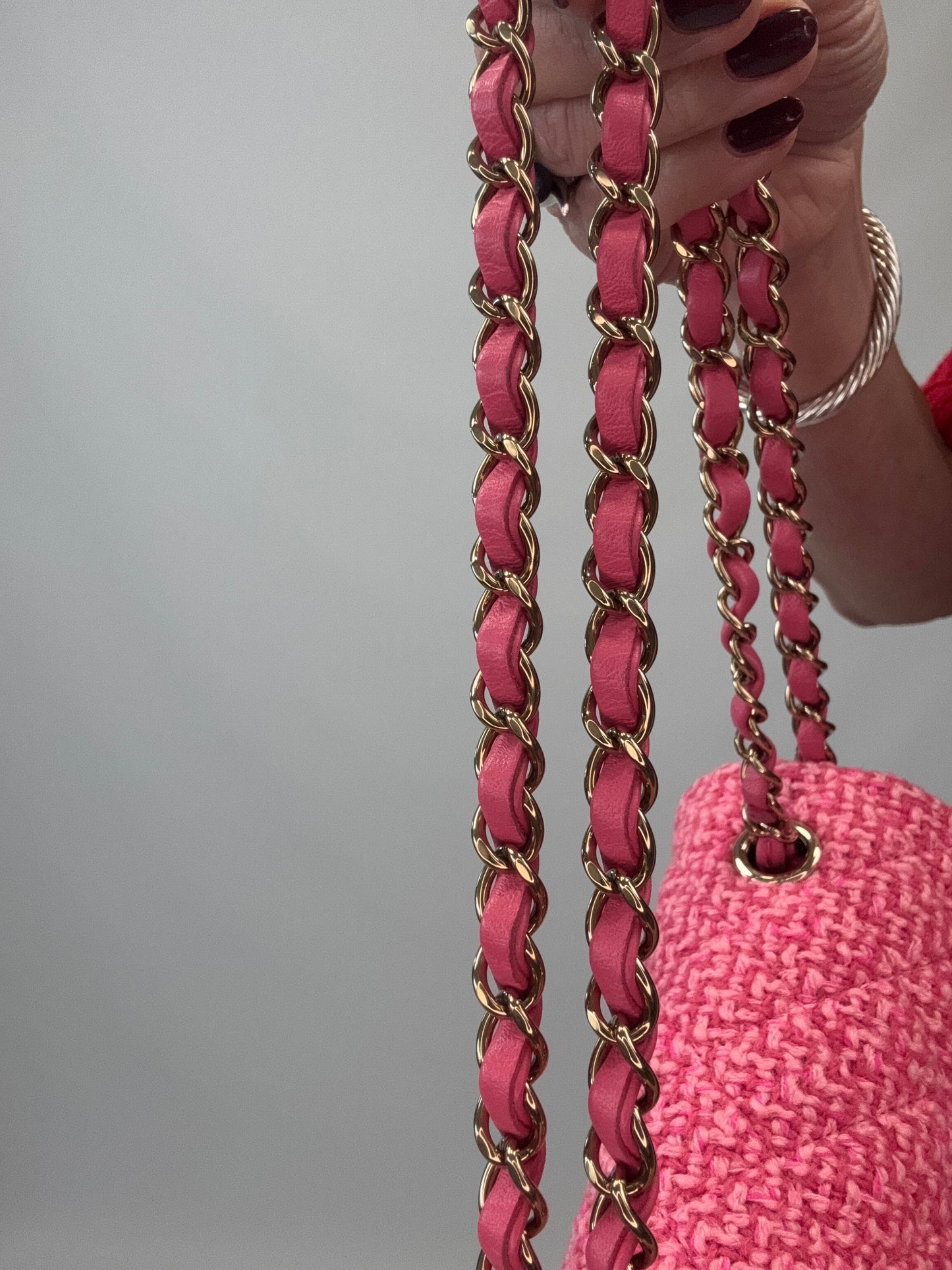Chanel Tweed Quilted Mini Rectangular Flap Bag chain strap