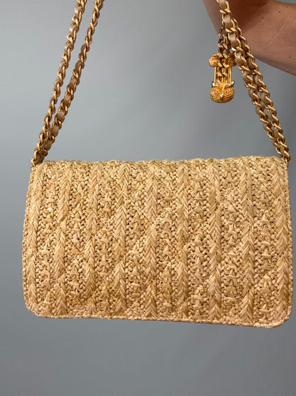 Chanel Woven Raffia Paris Athens Wallet On Chain back