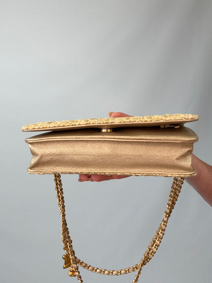 Chanel Woven Raffia Paris Athens Wallet On Chain bottom