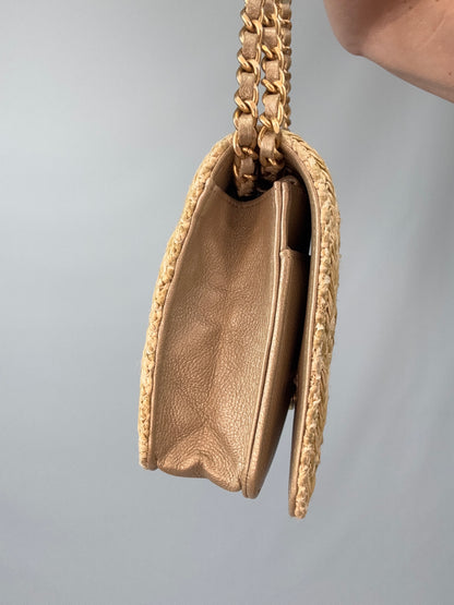 Chanel Woven Raffia Paris Athens Wallet On Chain left side