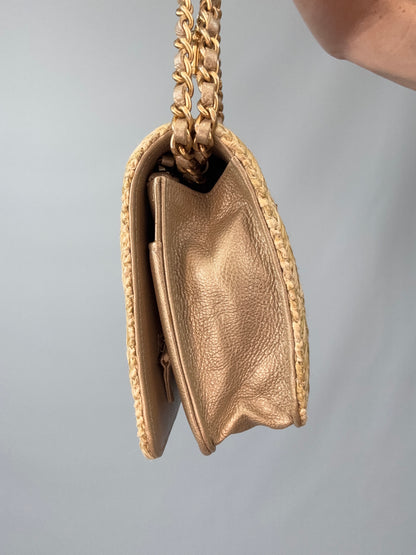 Chanel Woven Raffia Paris Athens Wallet On Chain right side