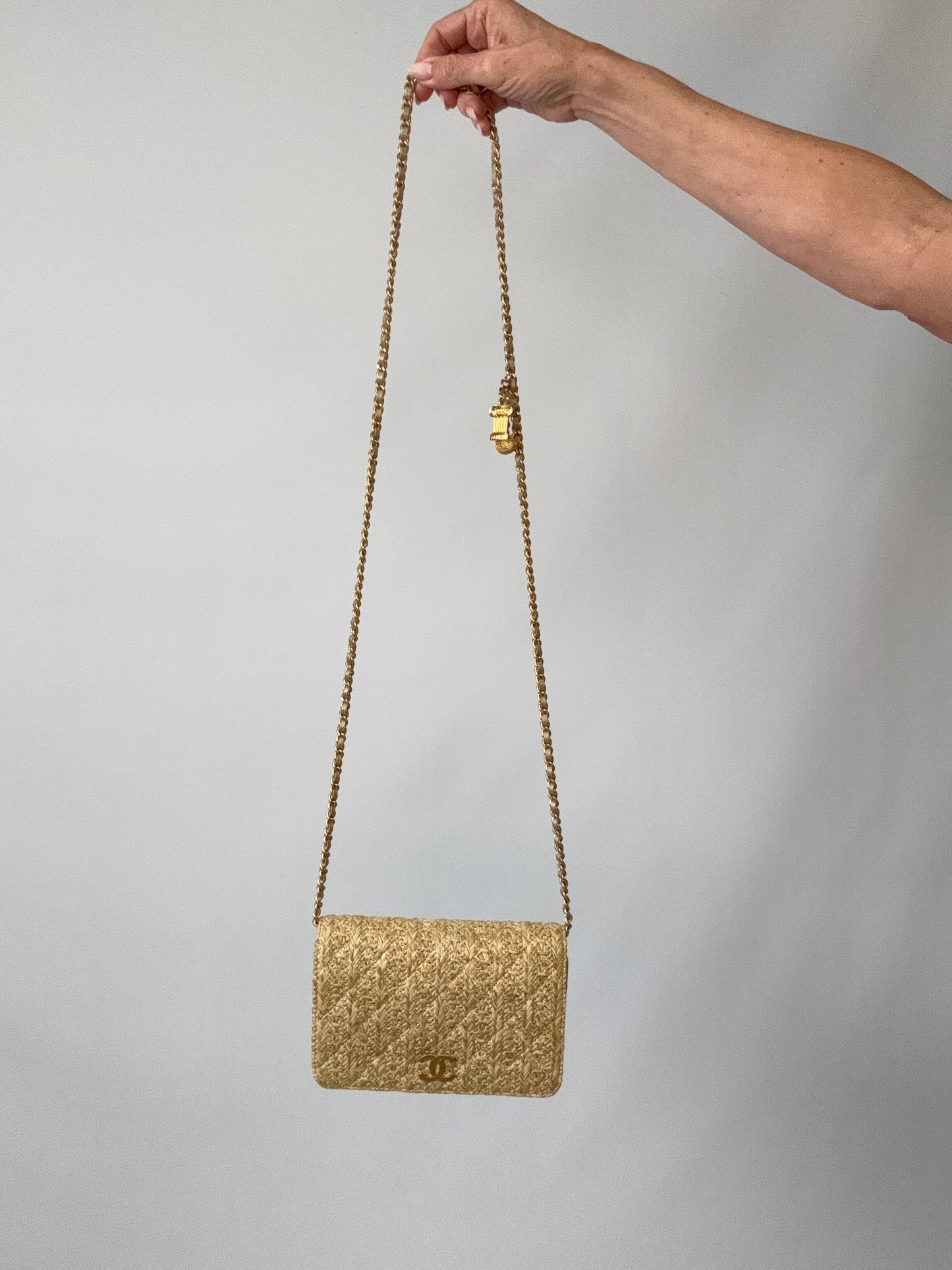 Chanel Woven Raffia Paris Athens Wallet On Chain