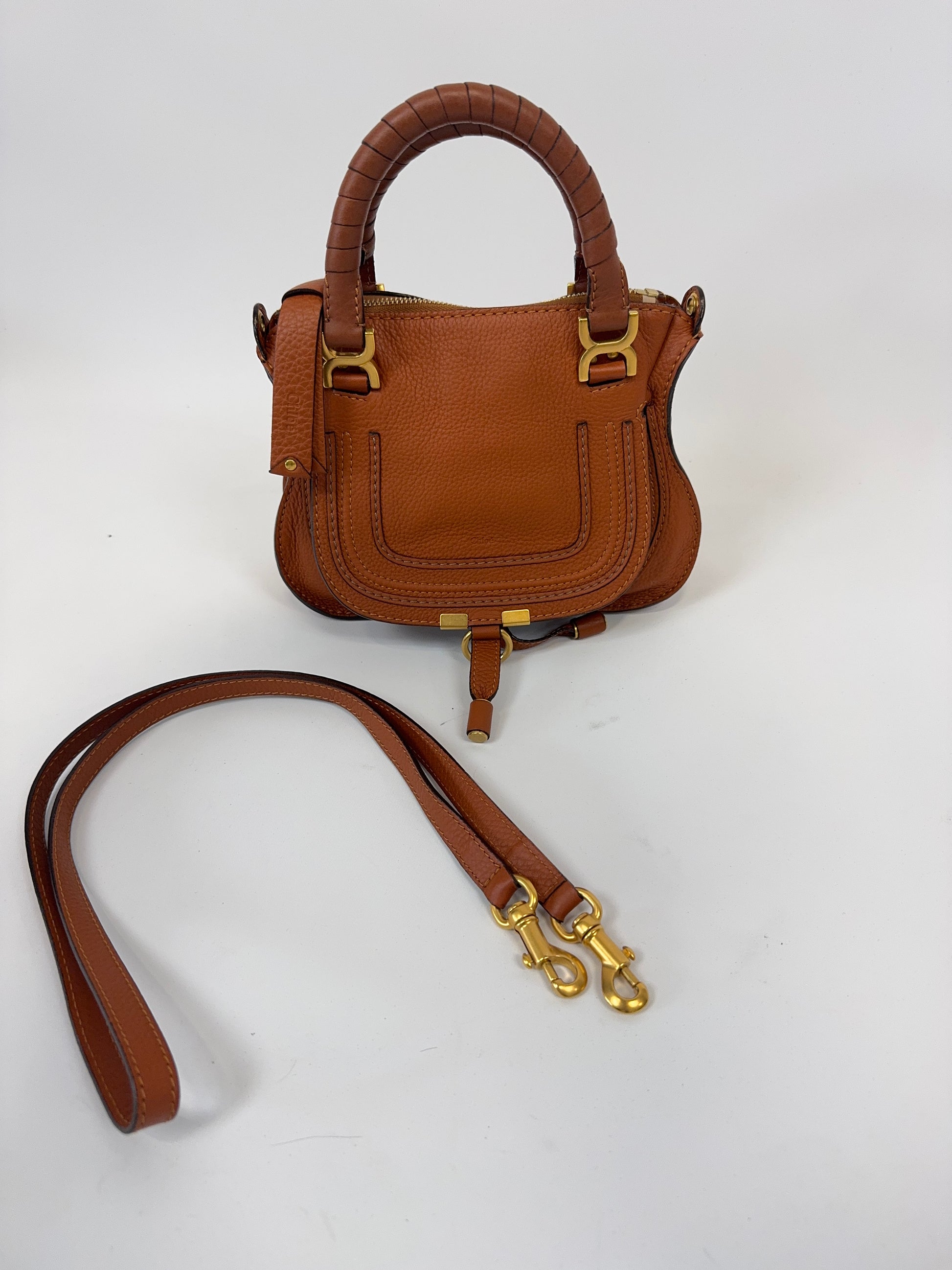 Chloé Calfskin Mini Marcie Satchel handbag with shoulder strap