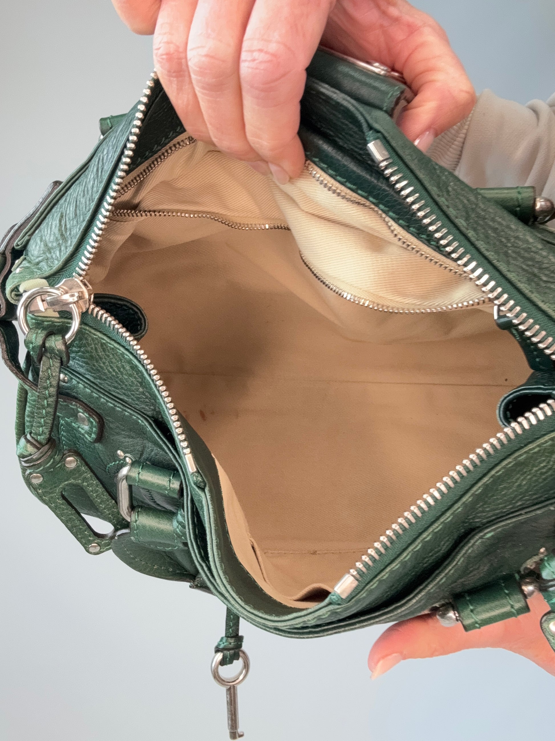 Chloé Paddington Satchel – Emerald Green handbag interior