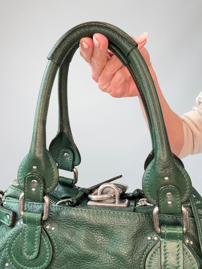 Chloé Paddington Satchel – Emerald Green top handle back