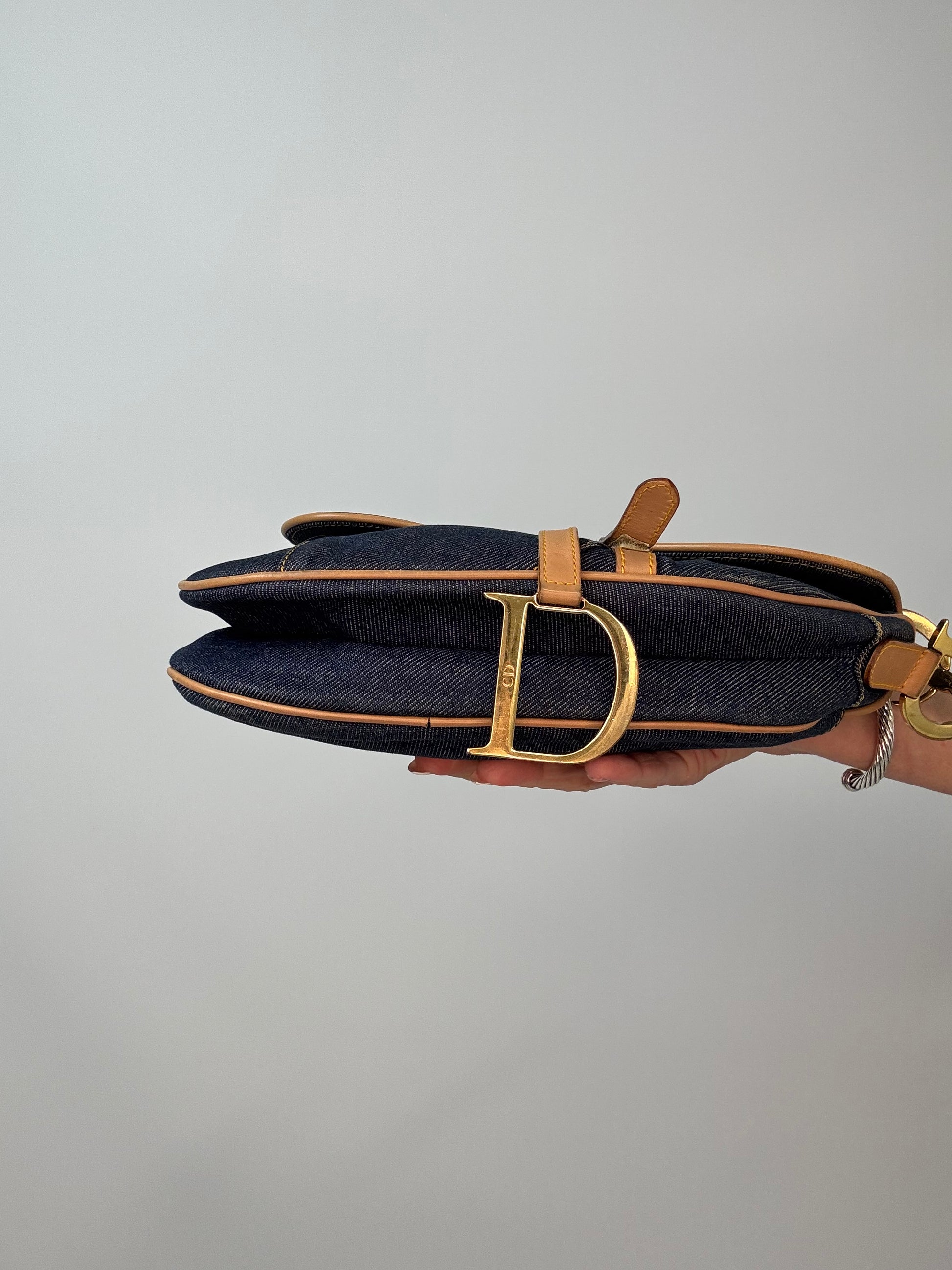 Christian Dior Denim Calfskin Saddle Bag right side