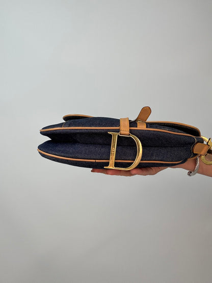 Christian Dior Denim Calfskin Saddle Bag right side