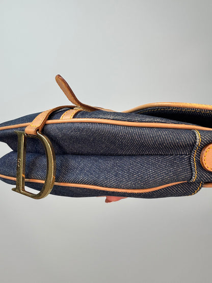 Christian Dior Denim Calfskin Saddle Bag right bottom corner