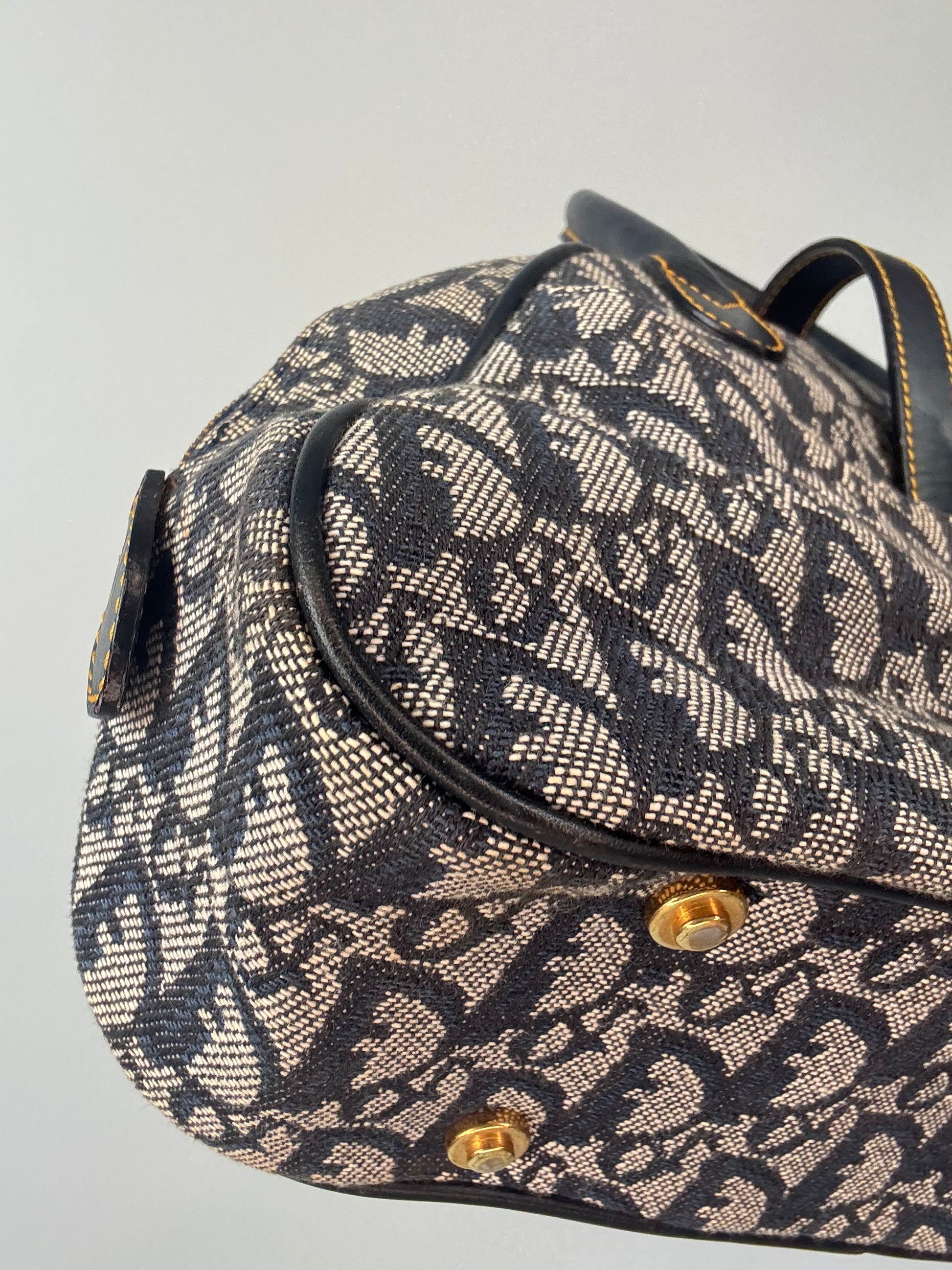 Christian Dior Double Saddle Trotter Bowler Bag back left bottom corner