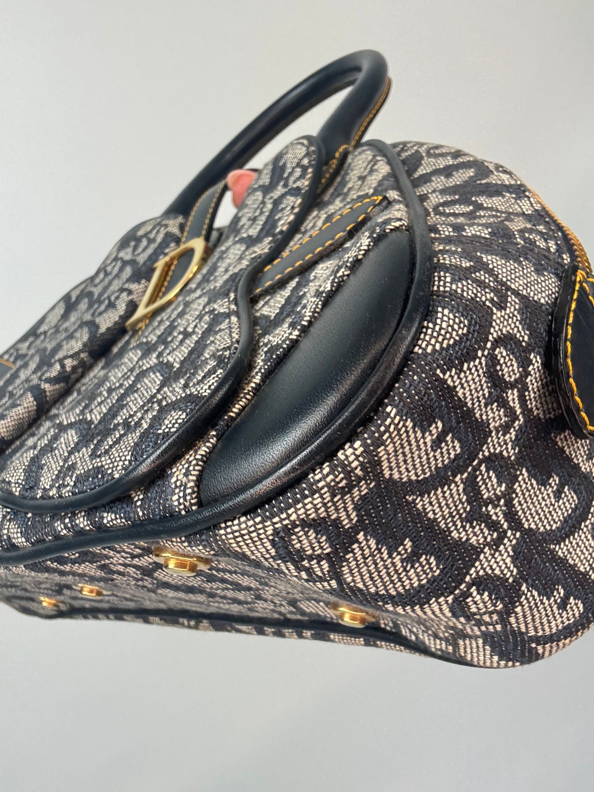 Christian Dior Double Saddle Trotter Bowler Bag front right bottom corner
