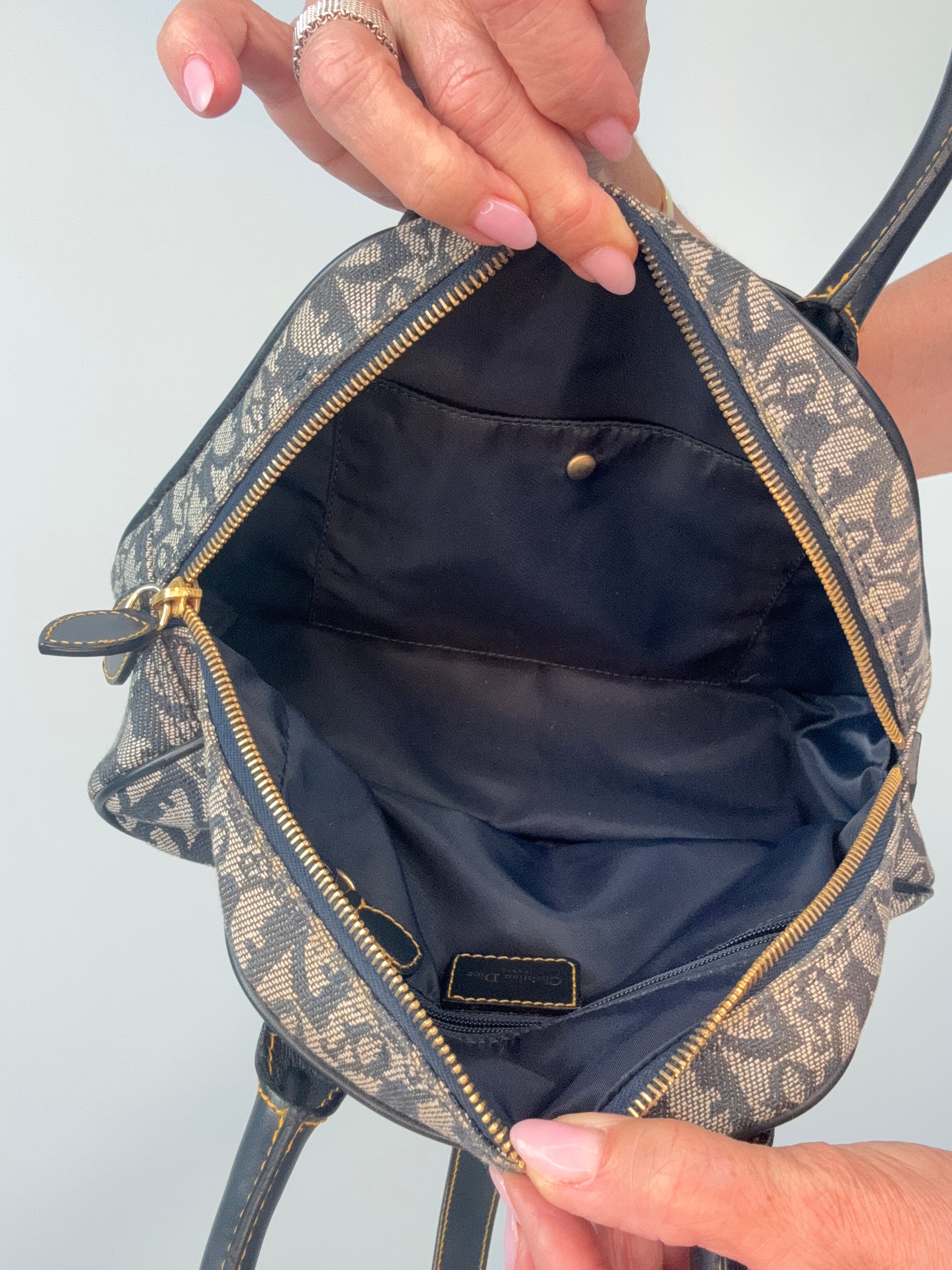 Christian Dior Double Saddle Trotter Bowler Bag interior