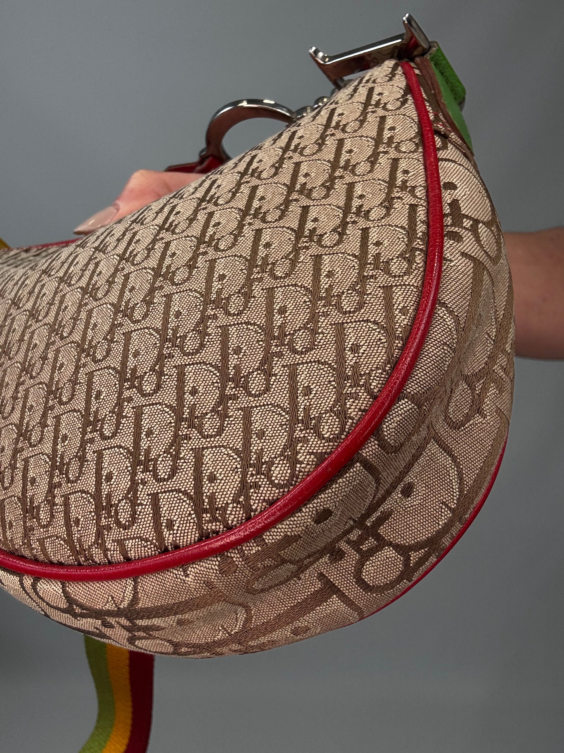 Christian Dior Multicolor Rasta Saddle Bag back right bottom corner