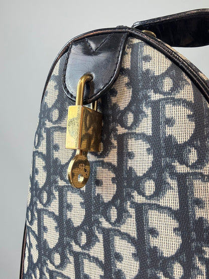 Christian Dior Navy Trotter Logo Boston Bag - Vintage key and lock