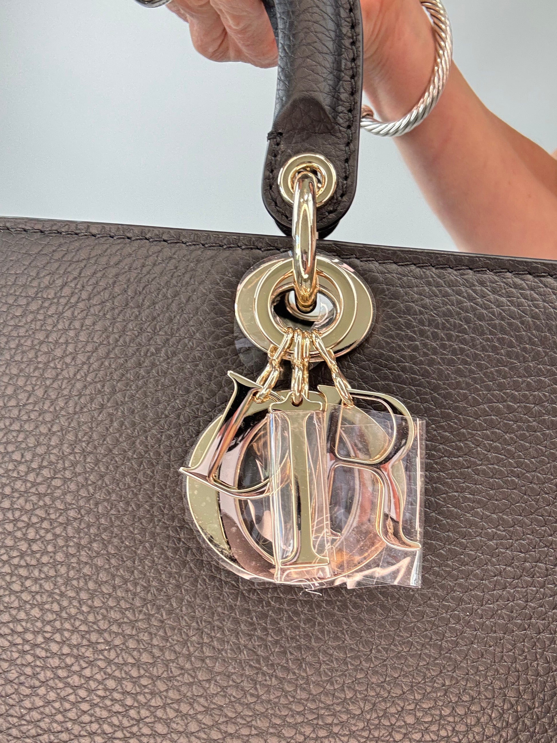 Dior Grained Calfskin Diorissimo Tote - Black Dior charm