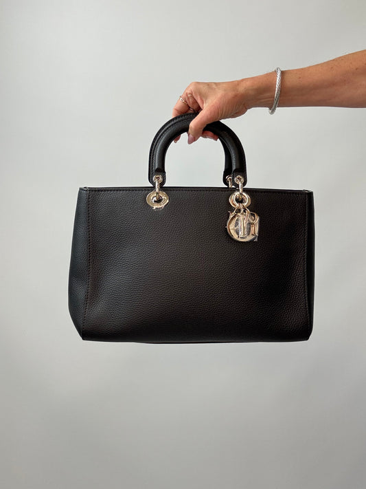 Dior Grained Calfskin Diorissimo Tote - Black