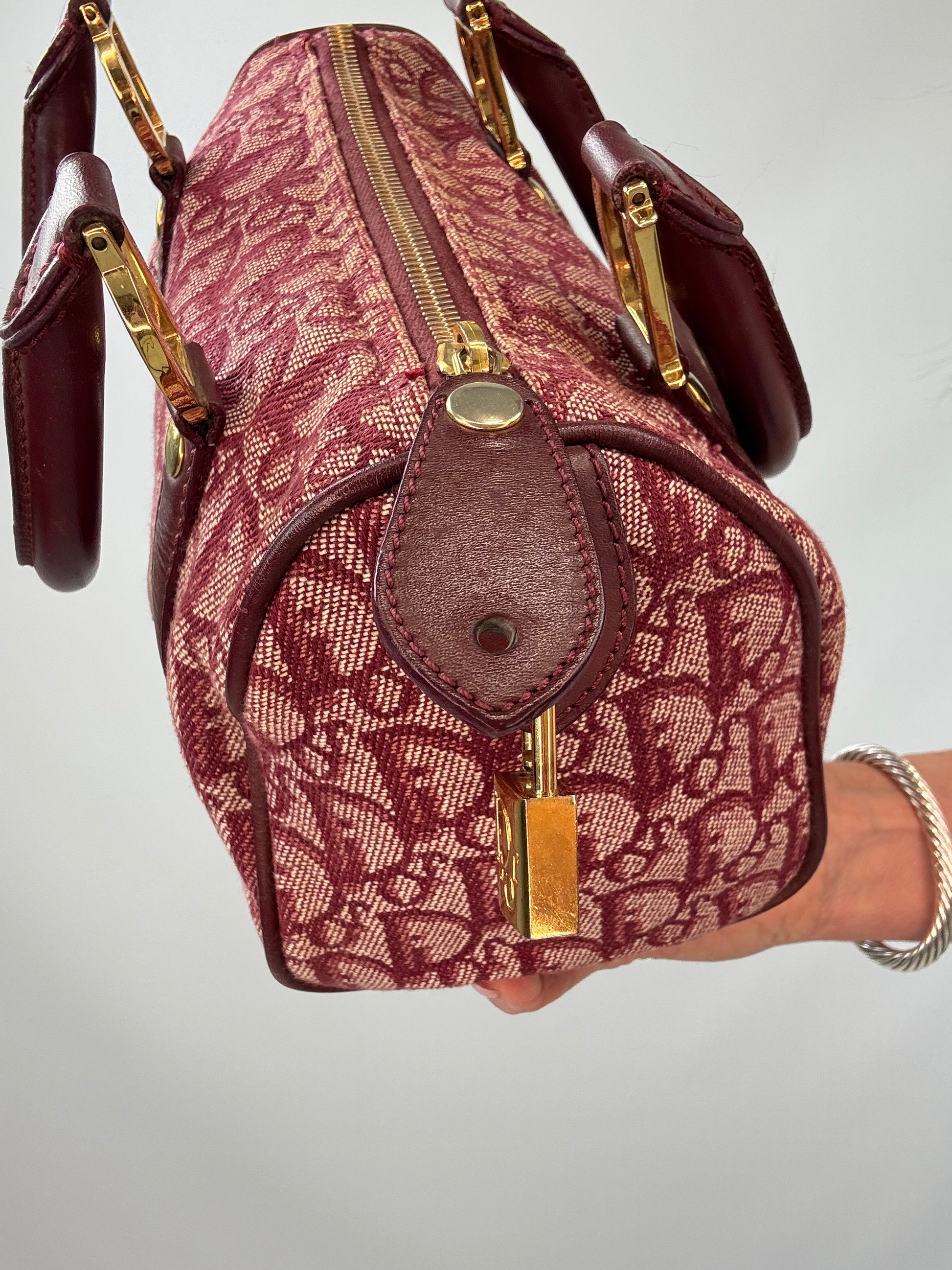 Dior Trotter Mini Boston Bag leather zipper pull