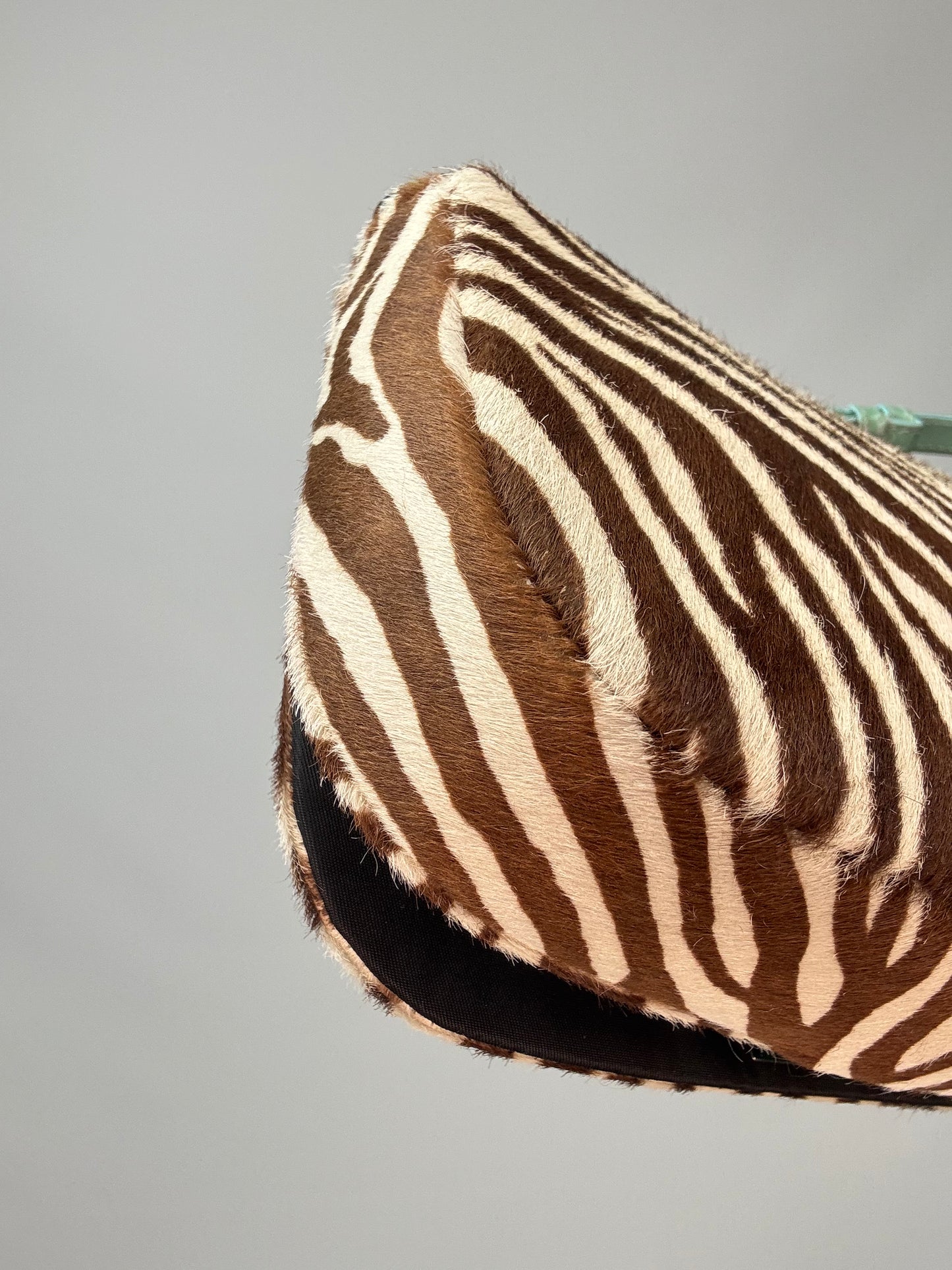 Dior Zebra Print Pony Hair Malice Flap Shoulder Bag back left bottom corner