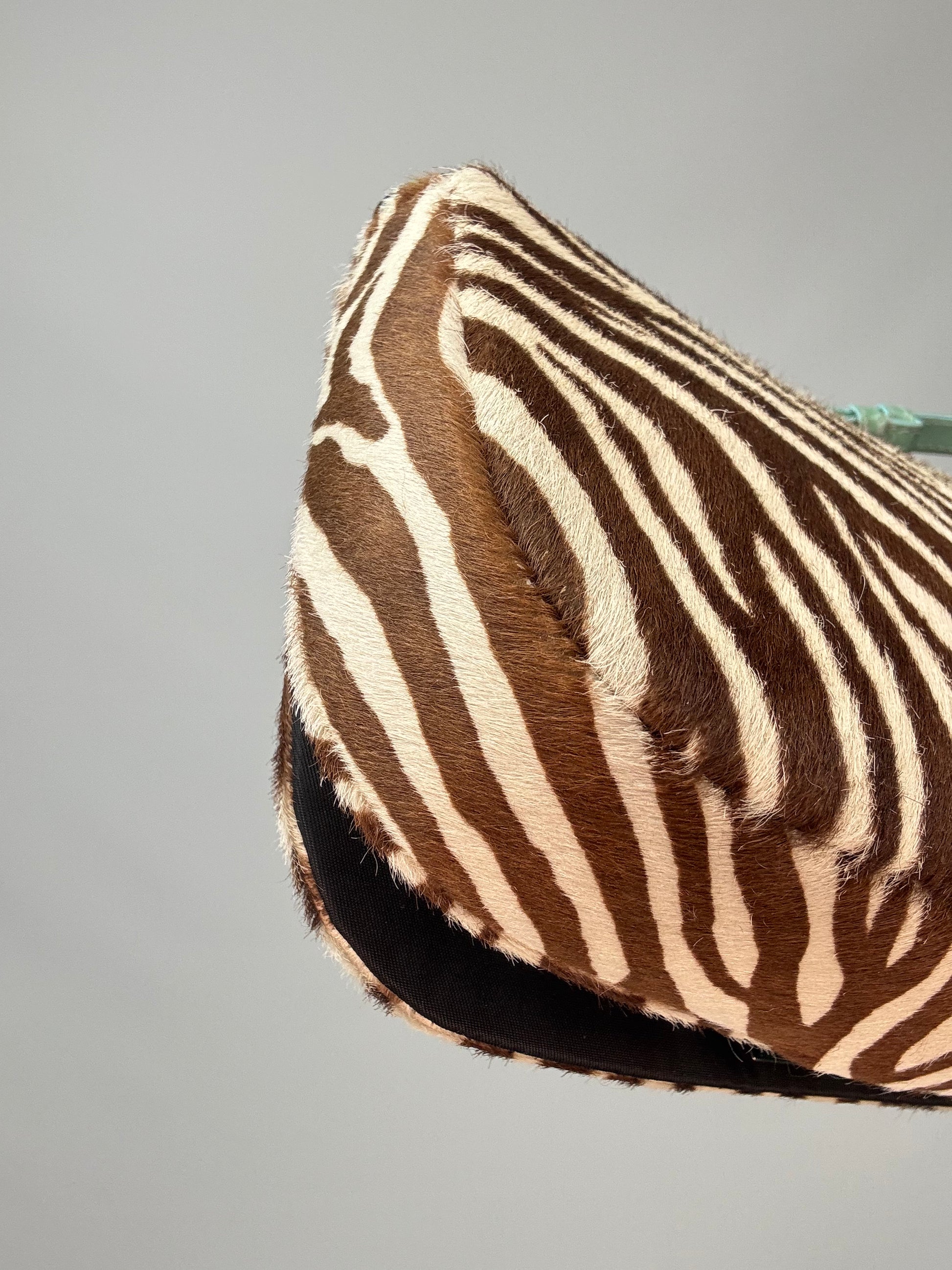 Dior Zebra Print Pony Hair Malice Flap Shoulder Bag back left bottom corner