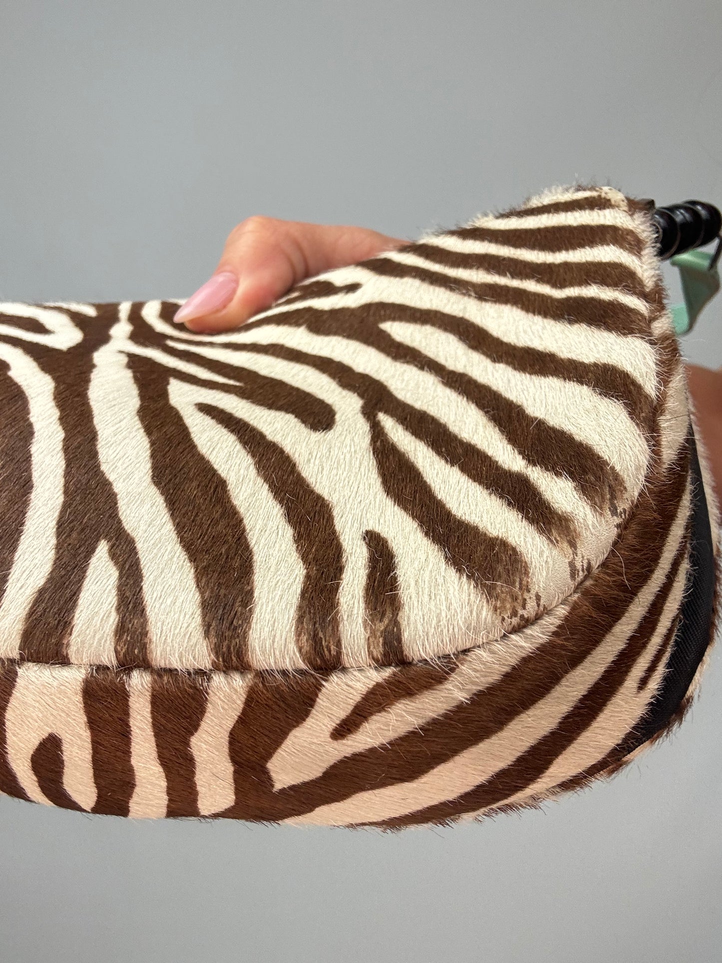Dior Zebra Print Pony Hair Malice Flap Shoulder Bag back right bottom corner