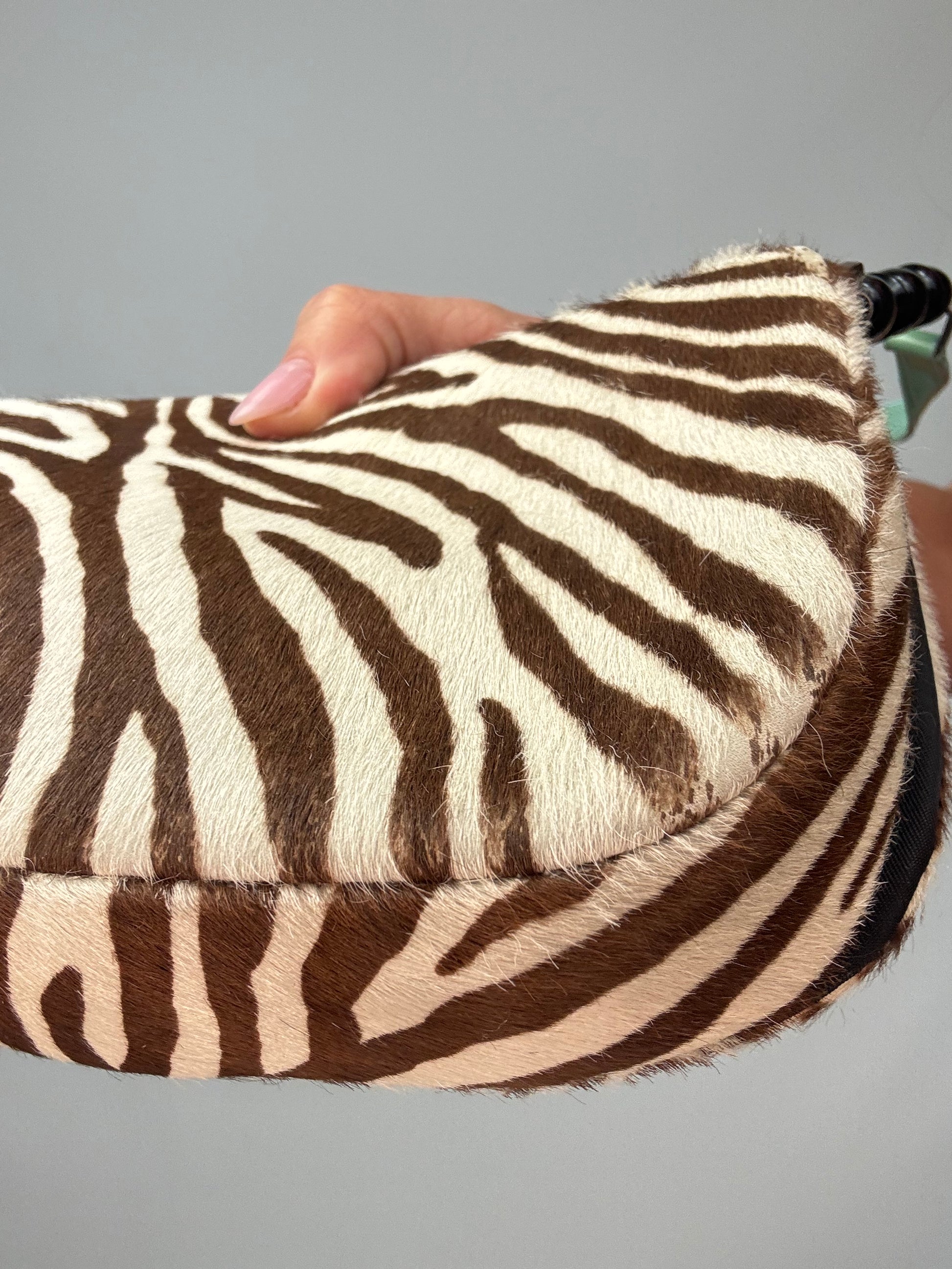 Dior Zebra Print Pony Hair Malice Flap Shoulder Bag back right bottom corner