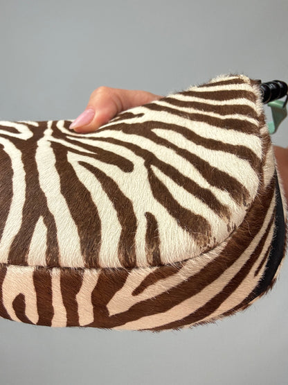 Dior Zebra Print Pony Hair Malice Flap Shoulder Bag back right bottom corner