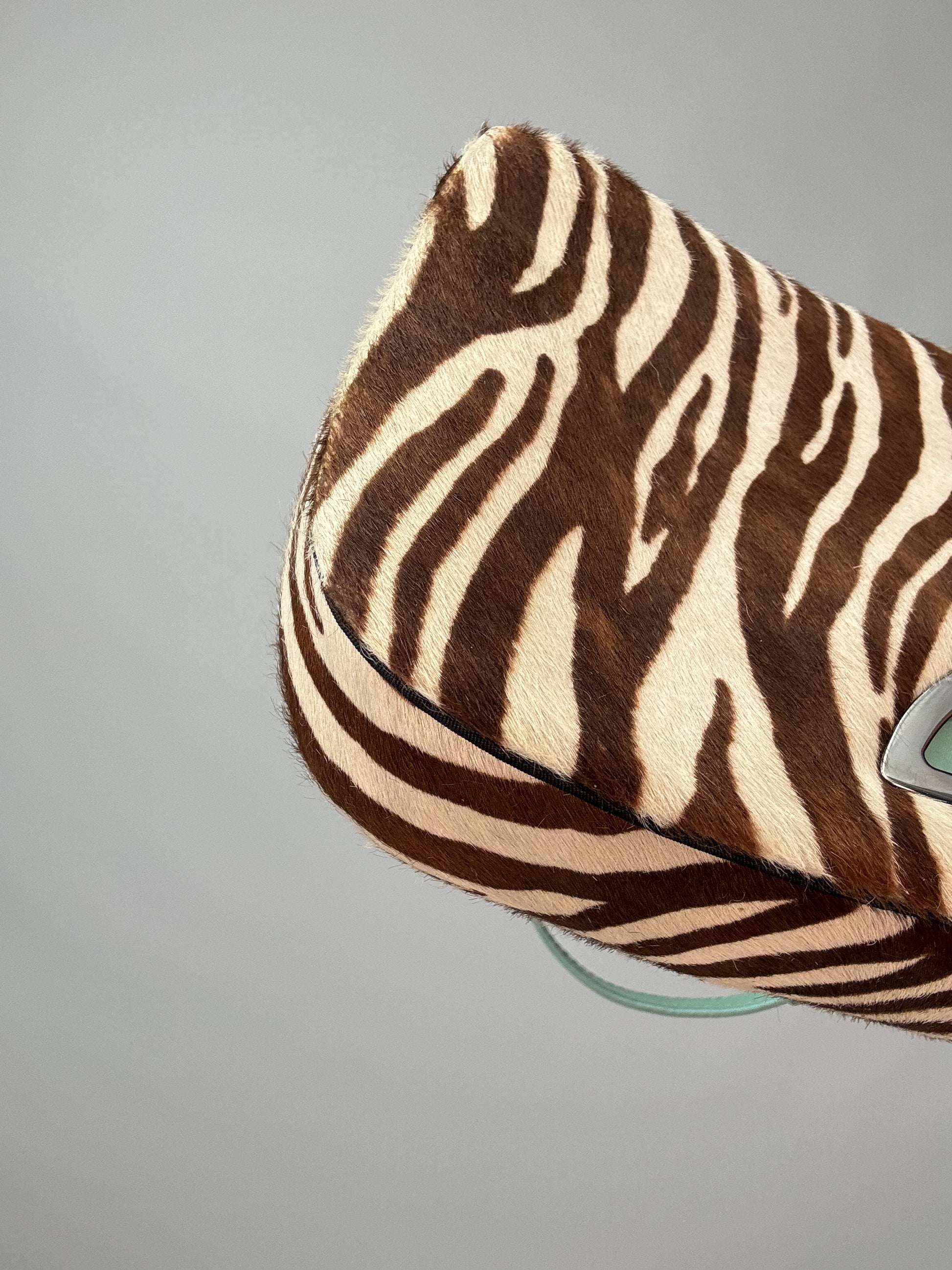 Dior Zebra Print Pony Hair Malice Flap Shoulder Bag front left bottom corner