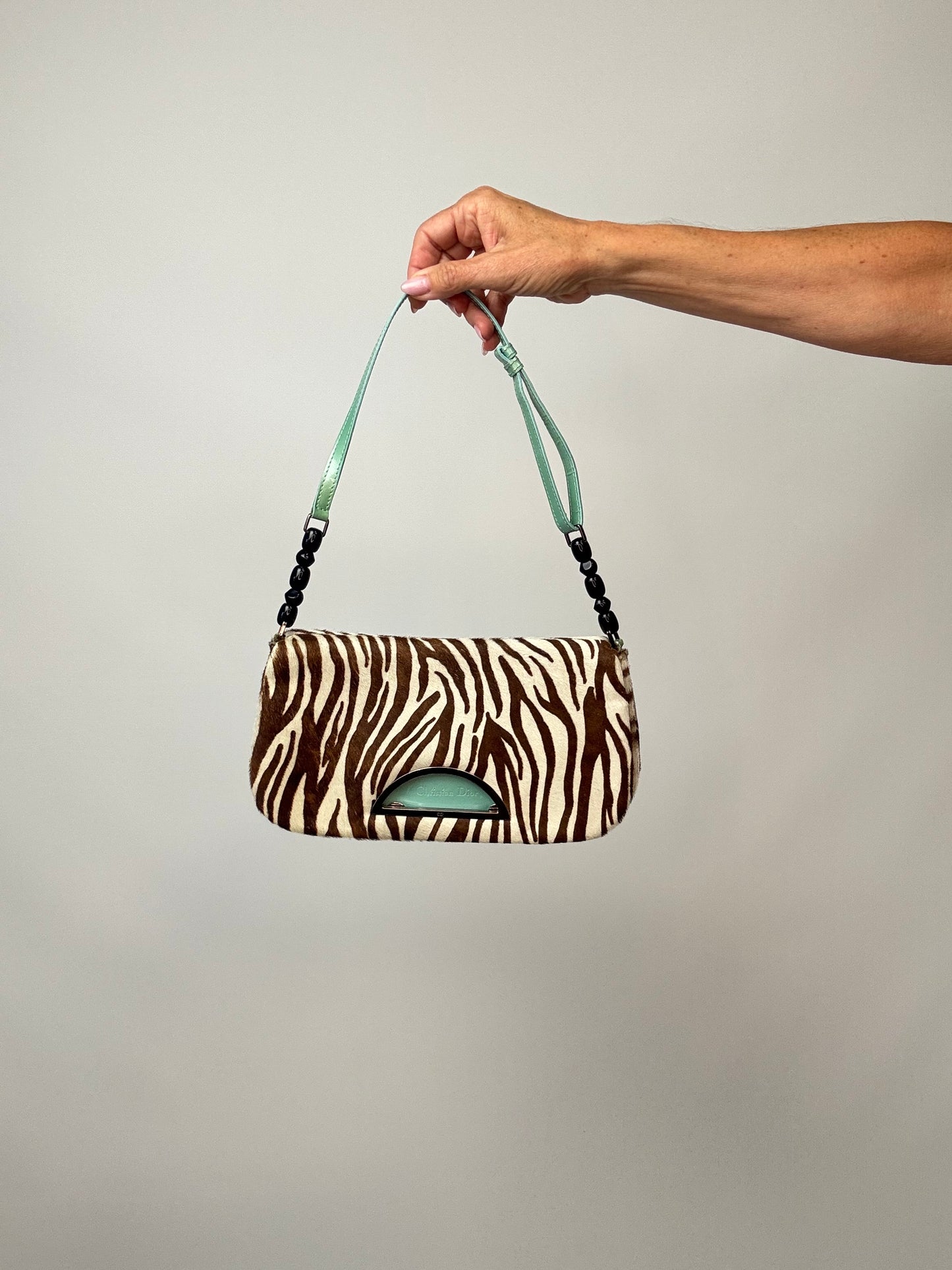 Dior Zebra Print Pony Hair Malice Flap Shoulder Bag