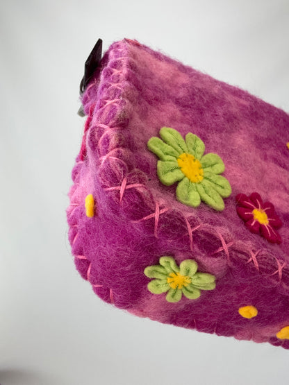 Fendi Felt Flower Applique Baguette - Pink back left bottom corner